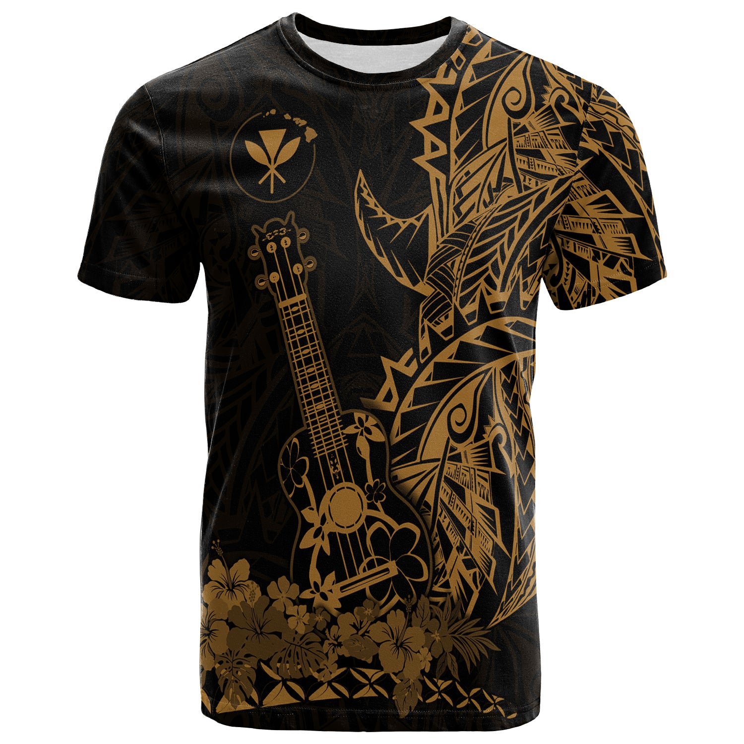 Hawaii Polynesian T Shirt Ukulele Gold LT13 Unisex Gold - Polynesian Pride