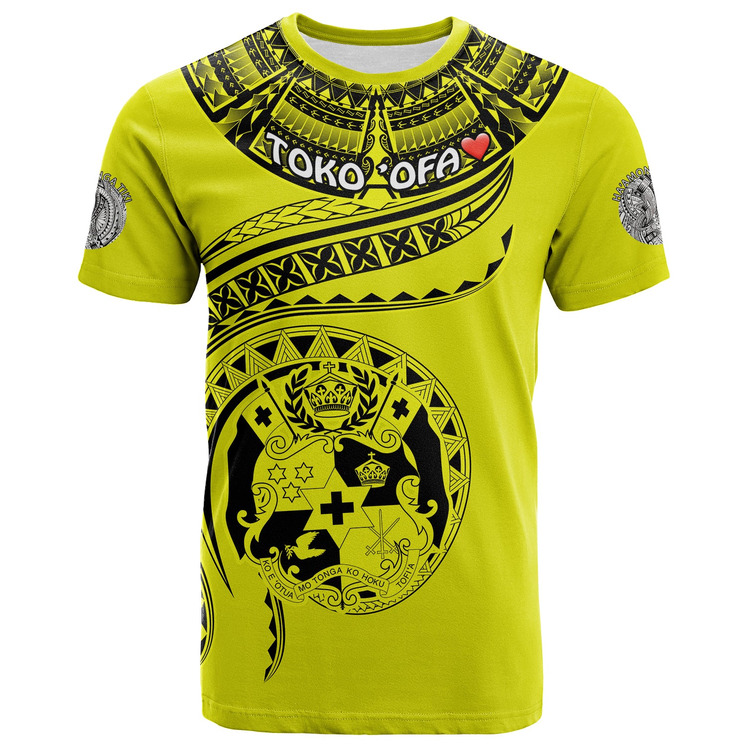 (TOKO ofA) Tonga Polynesian T Shirt Tonga Waves Mix Logo Yellow LT13 Unisex Yellow - Polynesian Pride