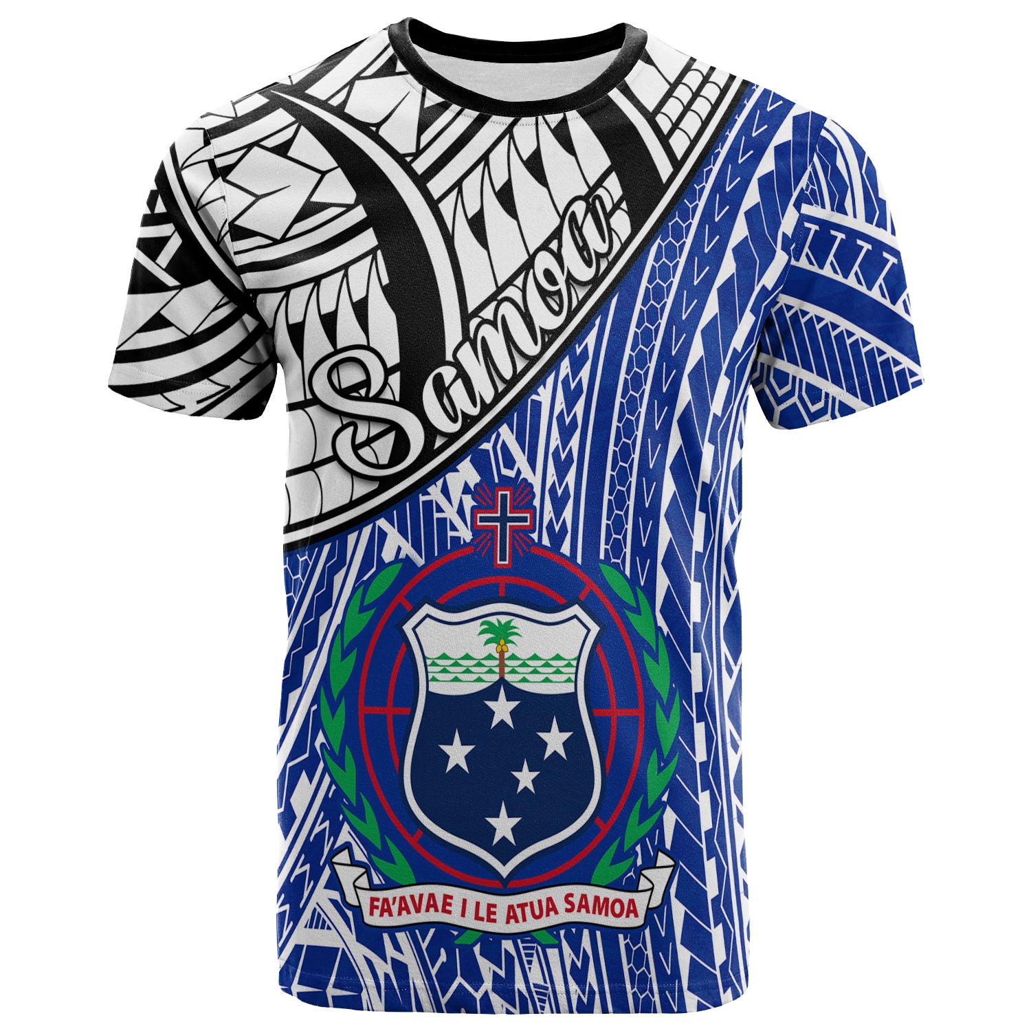 Samoa T Shirt Samoan Pattern Newest LT13 Adult Blue - Polynesian Pride