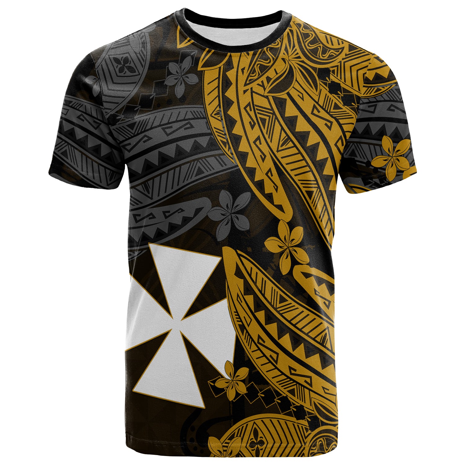 Wallis and Futuna T Shirt Enjoy Polynesian Flowers Version Gold LT13 Unisex Gold - Polynesian Pride