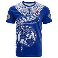 (TOKO ofA) Tonga Polynesian T Shirt Tonga Waves Mix Logo Blue White LT13 Unisex Blue - Polynesian Pride