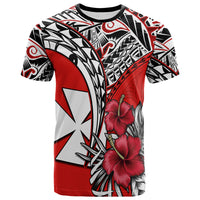 Wallis et Futuna T Shirt Polynesian Pattern and Hibiscus Flowers Version Red LT13 Unisex Red - Polynesian Pride