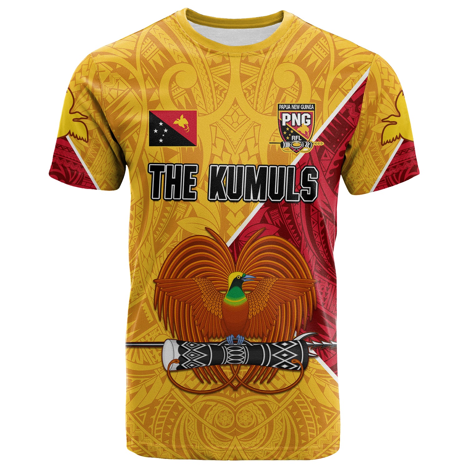 The Kumuls PNG T Shirt Papua New Guinea Polynesian Dynamic Style LT14 Adult Yellow - Polynesian Pride