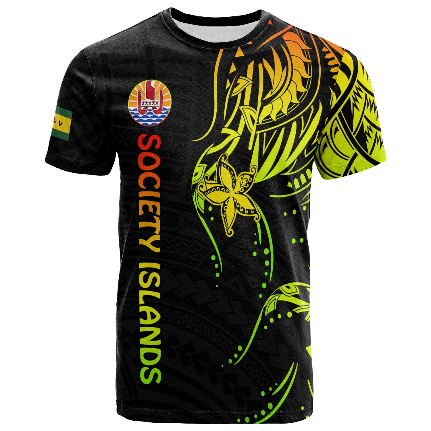 Society Islands T Shirt Mix Pattern Leeward Islands French Polynesia LT13 Unisex Reggae - Polynesian Pride