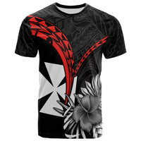 Wallis et Futuna T Shirt Polynesian Pattern and Hibiscus Flowers Version Black LT13 Unisex Black - Polynesian Pride
