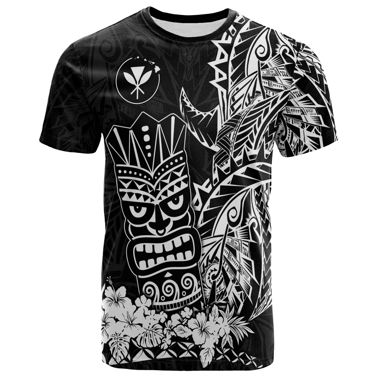 Custom Hawaii Polynesian T Shirt White Tiki Masks Hawaiian LT13 - Polynesian Pride