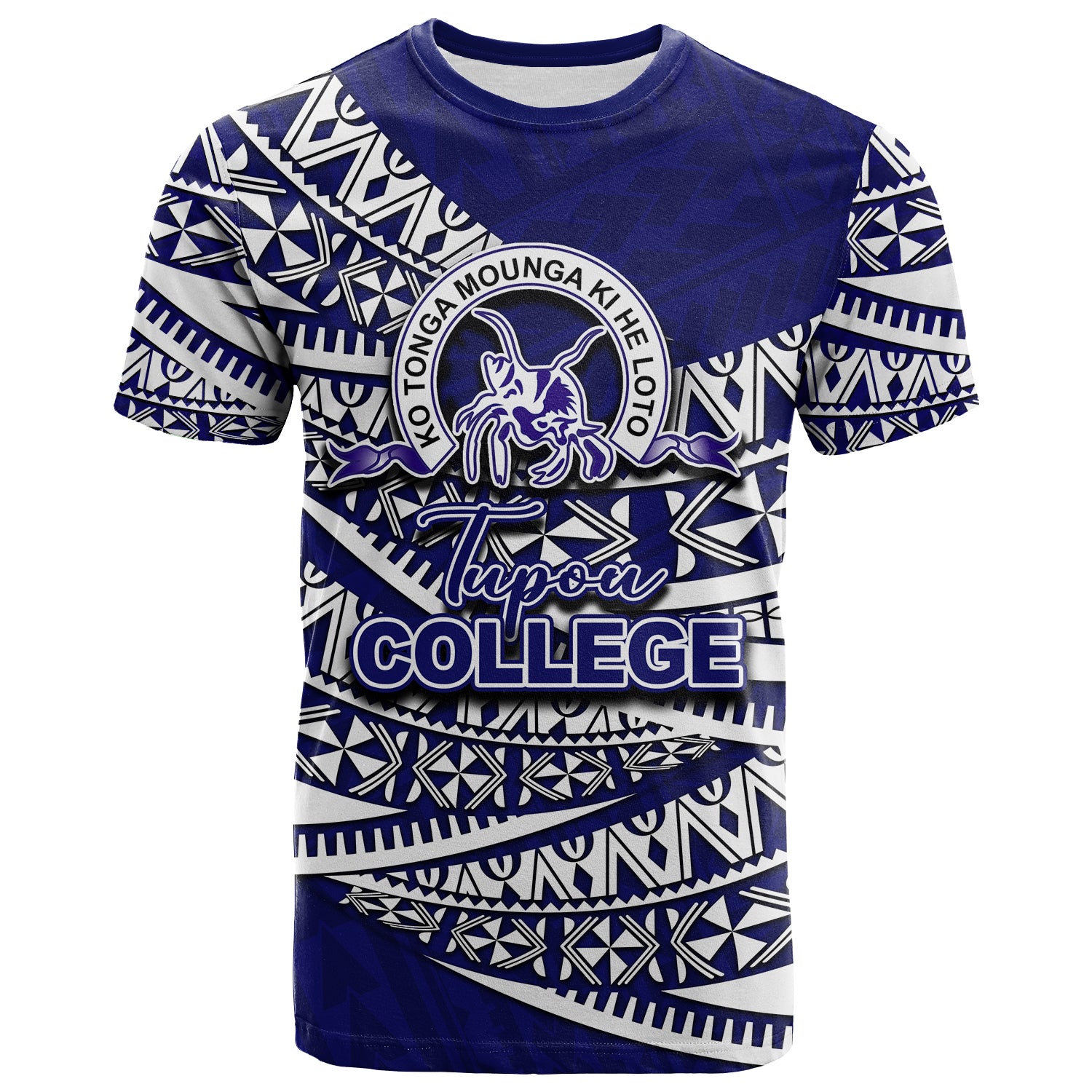 Custom Tupou College T Shirt Tonga Tribal LT6 Unisex Blue - Polynesian Pride