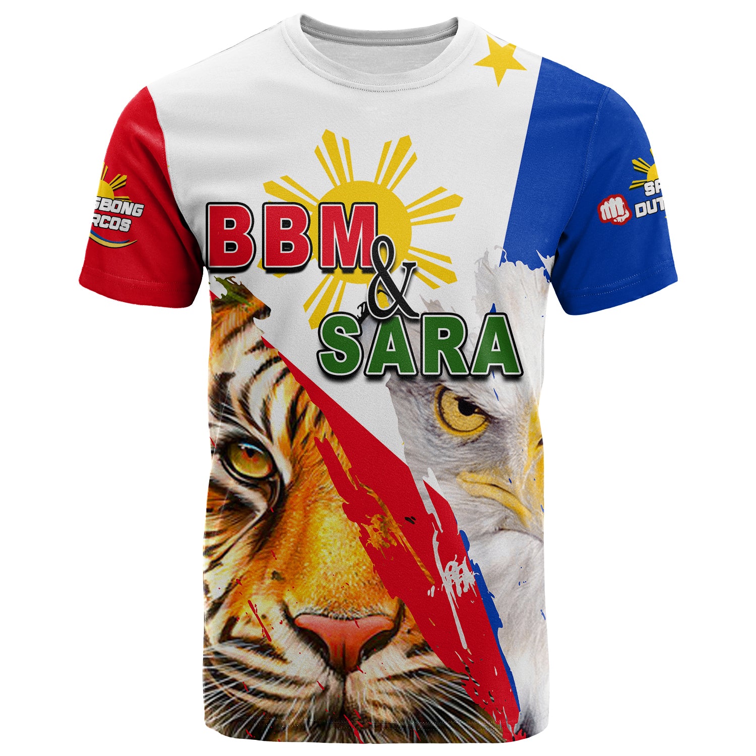 Custom Philippines T Shirt BBM and SARA Tiger Eagles LT6 Blue - Polynesian Pride