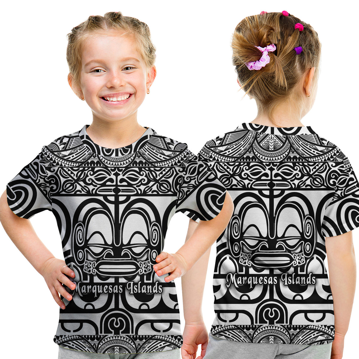 Marquesas Islands T Shirt Kid Marquesan Tattoo Simple Style - Black LT8 Youth XL Size14 - Polynesian Pride