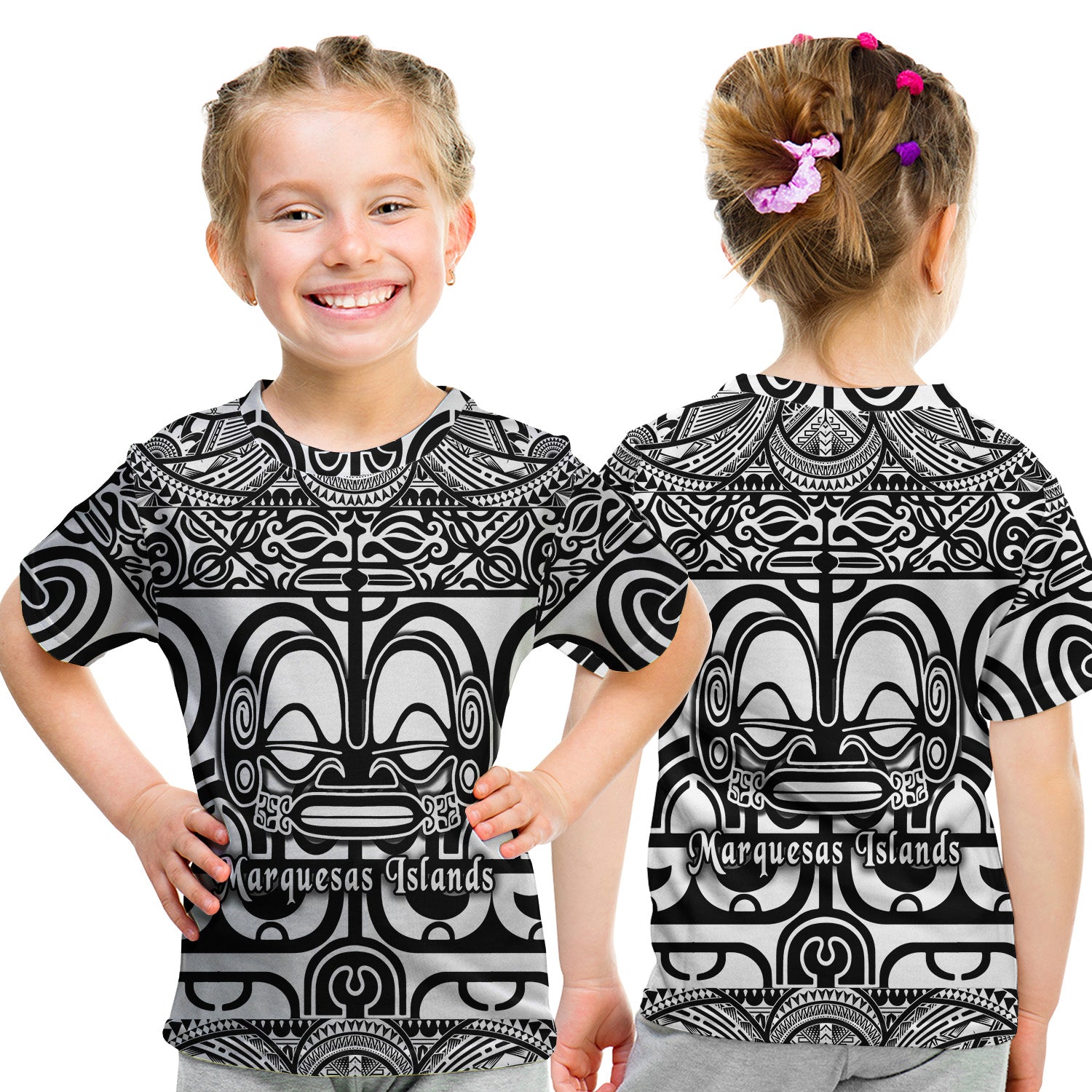 Marquesas Islands T Shirt Kid Marquesan Tattoo Simple Style - Black LT8 Youth XL Size14 - Polynesian Pride