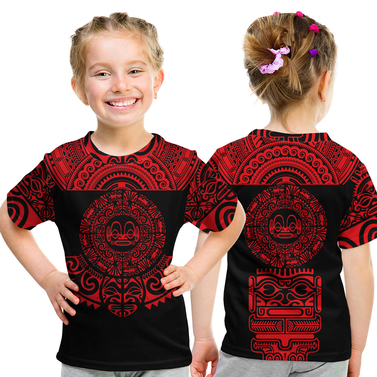 Marquesas Islands T Shirt Kid Marquesan Tattoo Simplified Version - Red LT8 Youth XL Size14 - Polynesian Pride