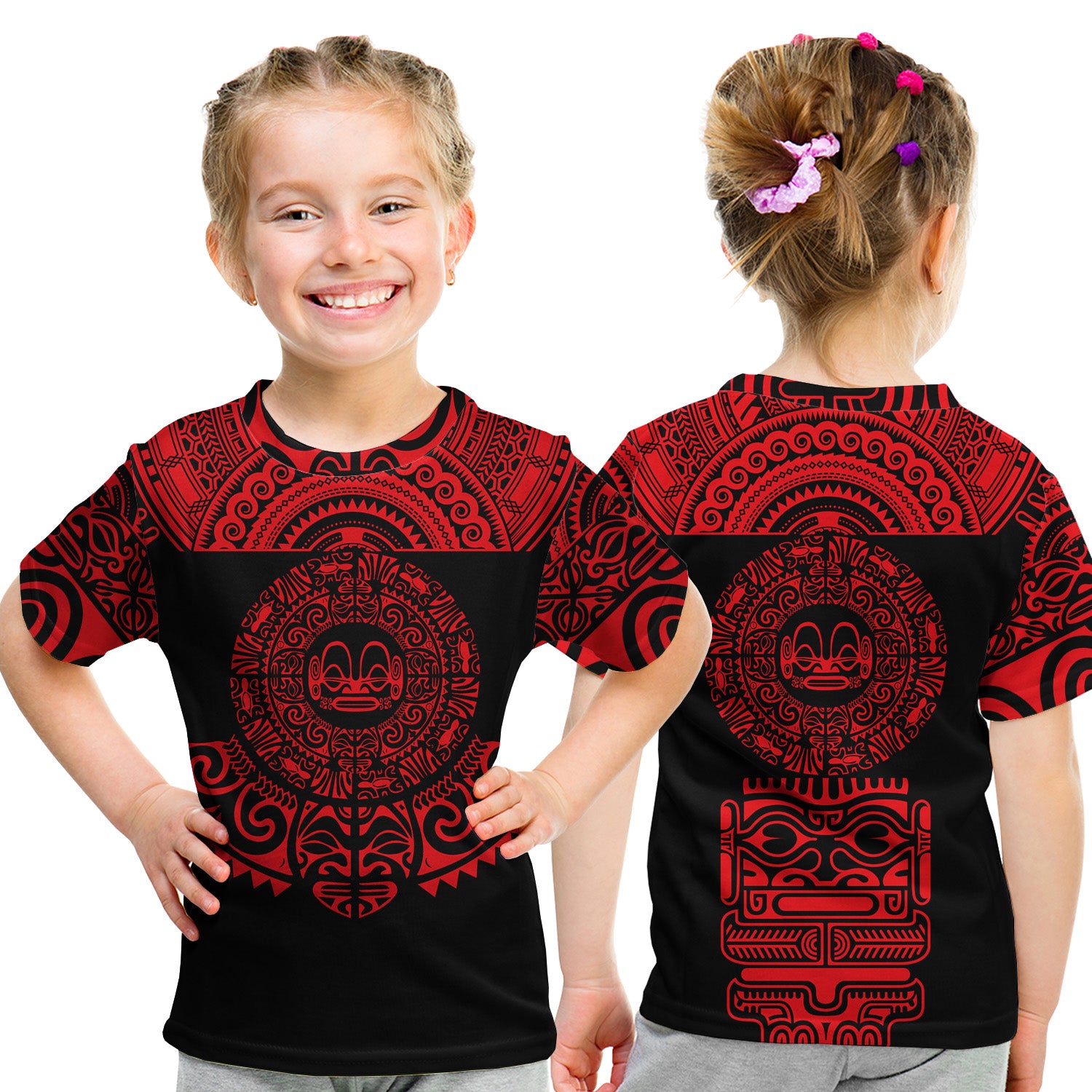 Marquesas Islands T Shirt Kid Marquesan Tattoo Simplified Version - Red LT8 Youth XL Size14 - Polynesian Pride