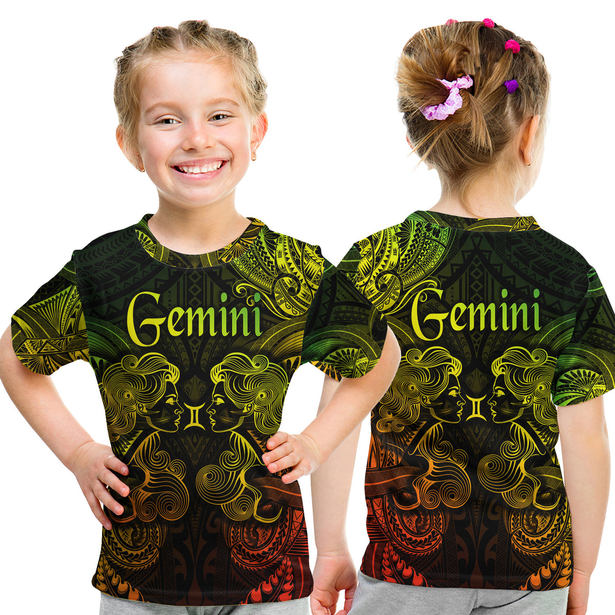 Gemini Zodiac Polynesian T Shirt Kid Unique Style - Reggae LT8 Youth XL Size14 - Polynesian Pride