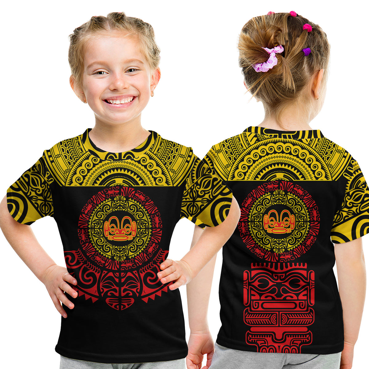 Marquesas Islands T Shirt Kid Marquesan Tattoo Simplified Version - Yellow LT8 Youth XL Size14 - Polynesian Pride