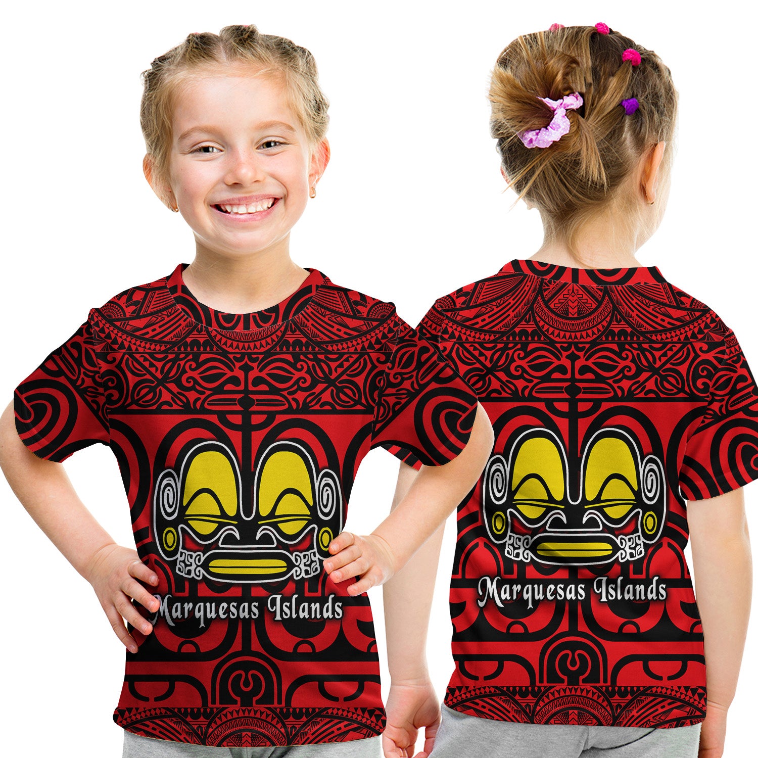 Marquesas Islands T Shirt Kid Marquesan Tattoo Simple Style - Red LT8 - Polynesian Pride