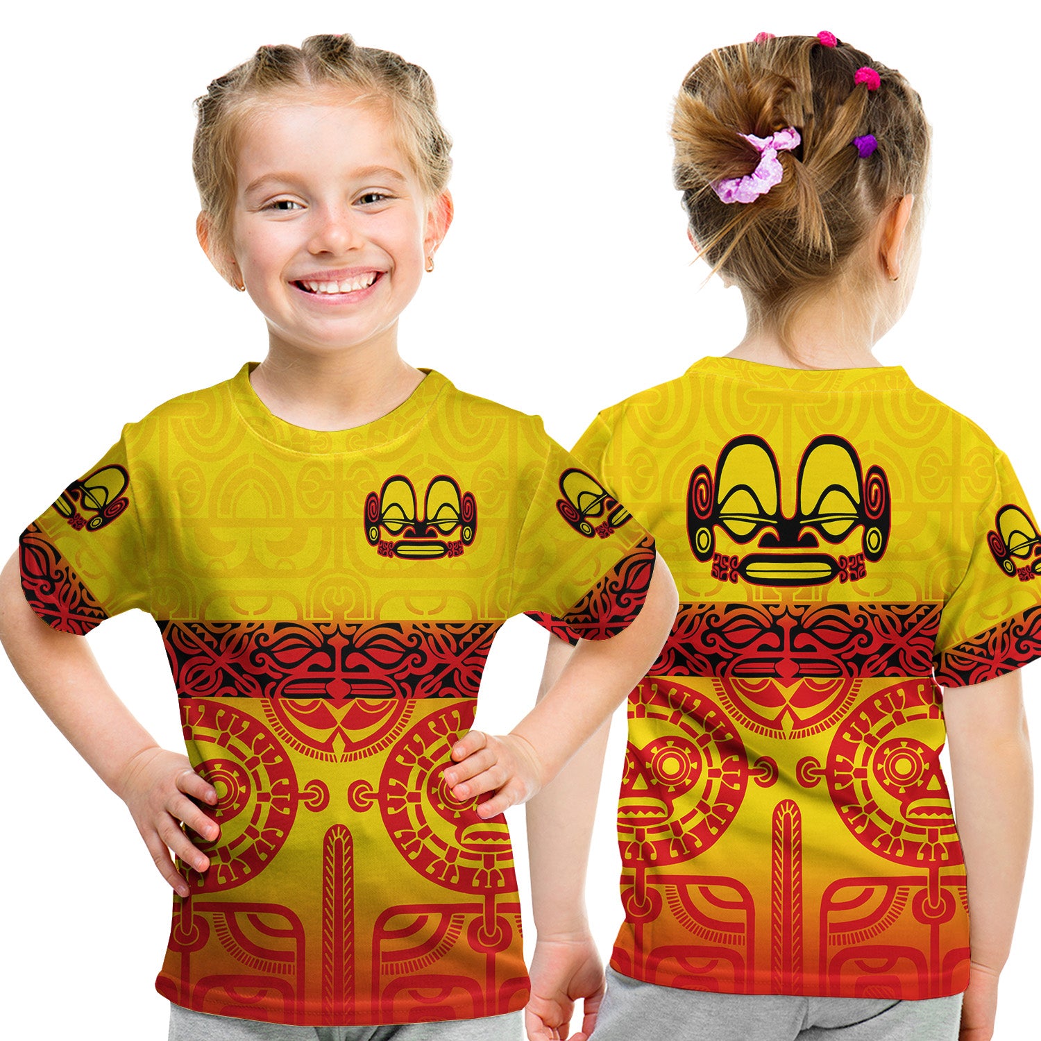 Marquesas Islands T Shirt Kid Marquesan Tattoo Special Style - Gradient Yellow LT8 - Polynesian Pride