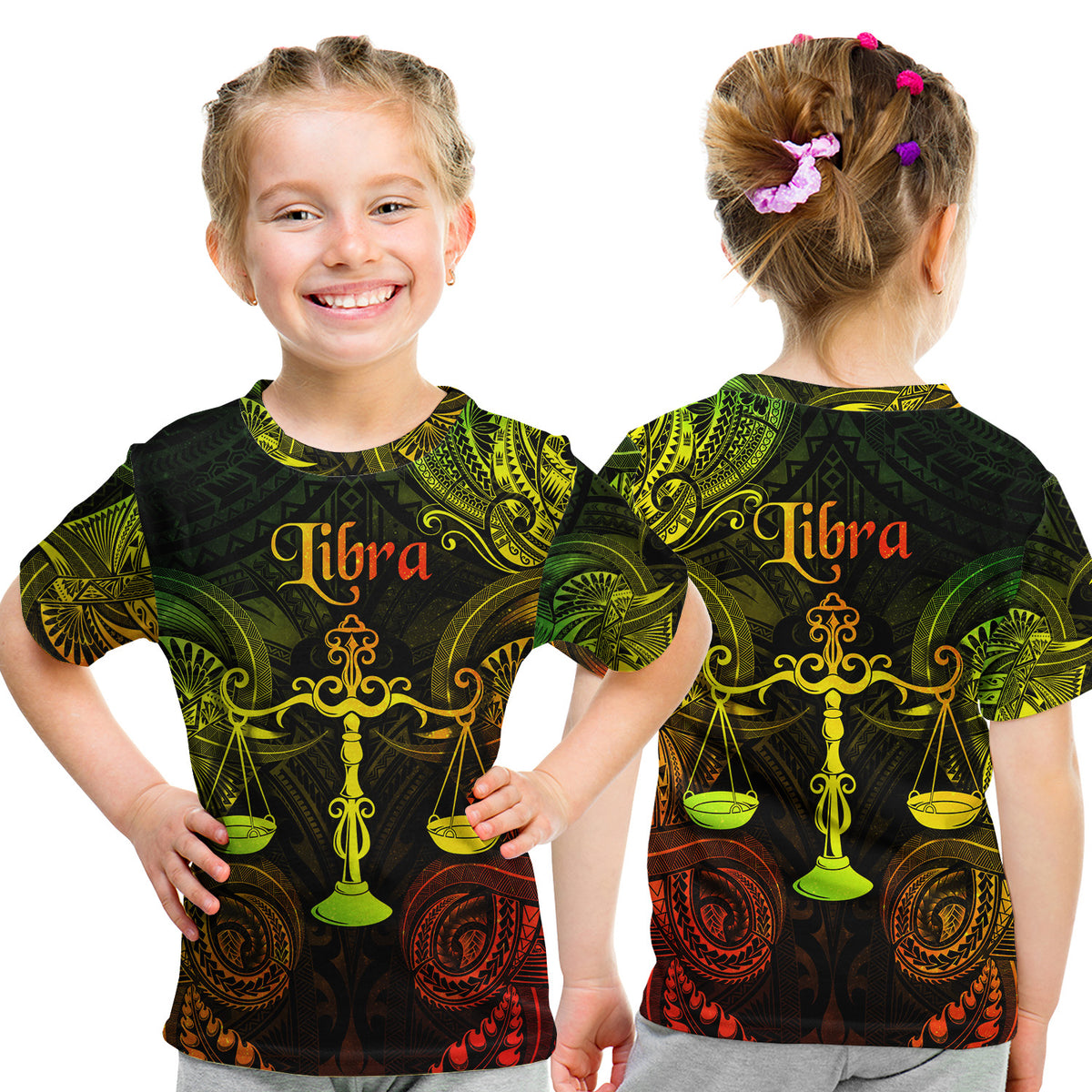 Libra Zodiac Polynesian T Shirt Kid Unique Style - Reggae LT8 Youth XL Size14 - Polynesian Pride