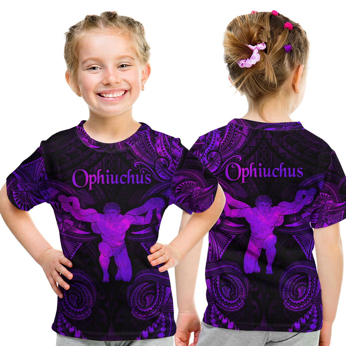 Ophiuchus Zodiac Polynesian T Shirt Kid Unique Style - Purple LT8 Youth XL Size14 - Polynesian Pride