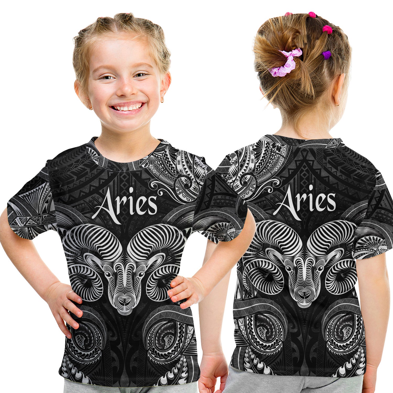 Aries Zodiac Polynesian T Shirt Kid Unique Style - Black LT8 Youth XL Size14 - Polynesian Pride