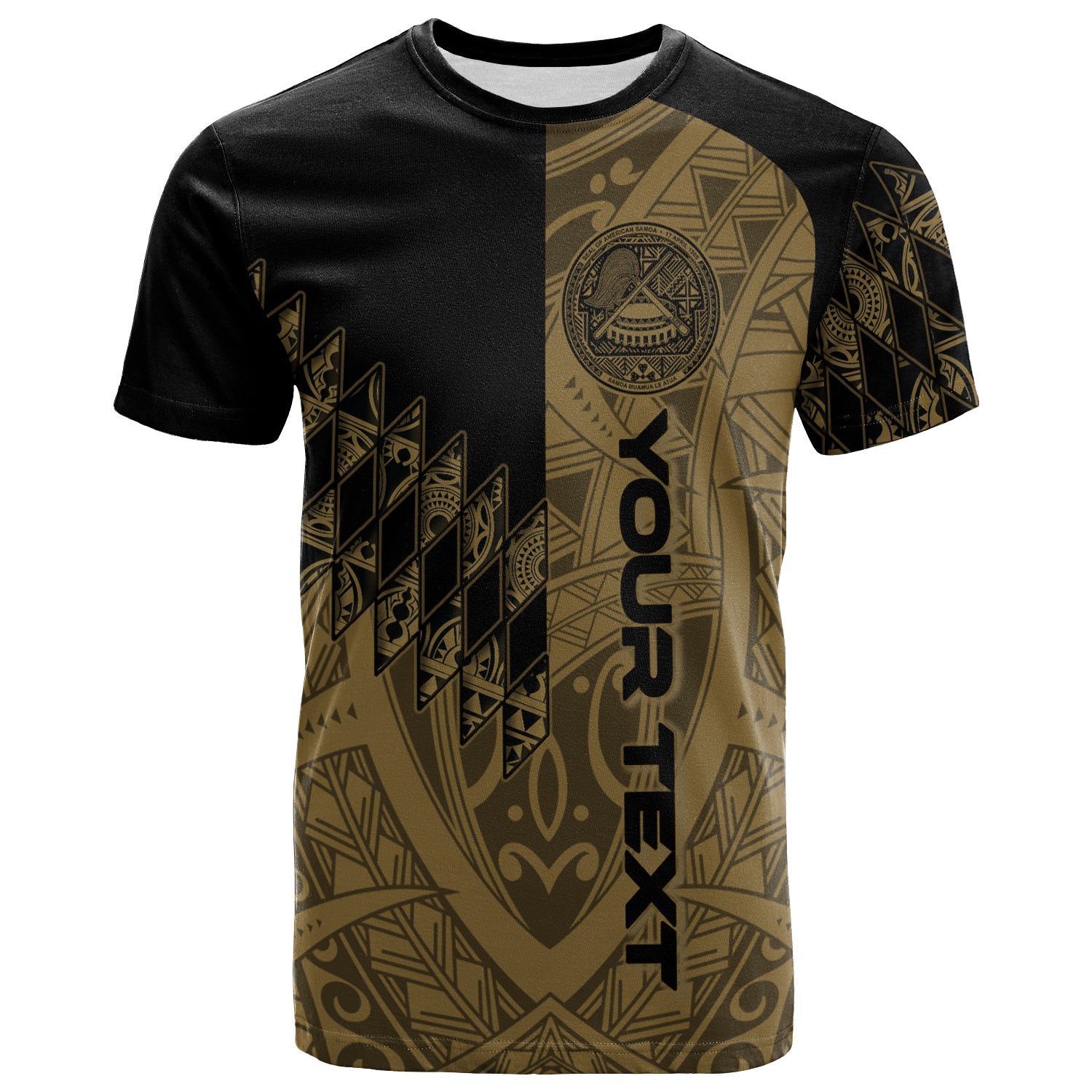 American Samoa T Shirt Custom Gold Color Symmetry Style Unisex Black - Polynesian Pride