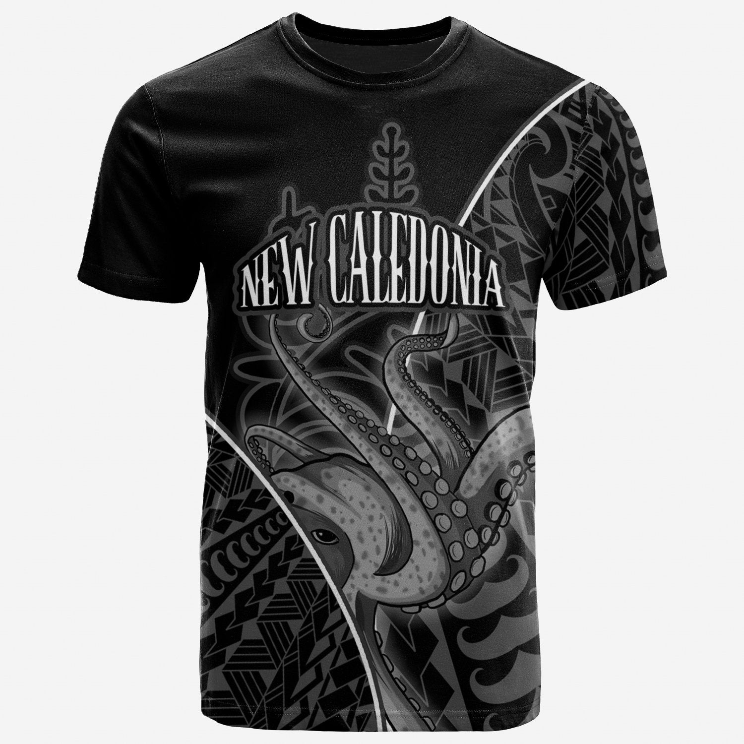 New Caledonia T Shirt Octopus Style White Color Unisex Art - Polynesian Pride