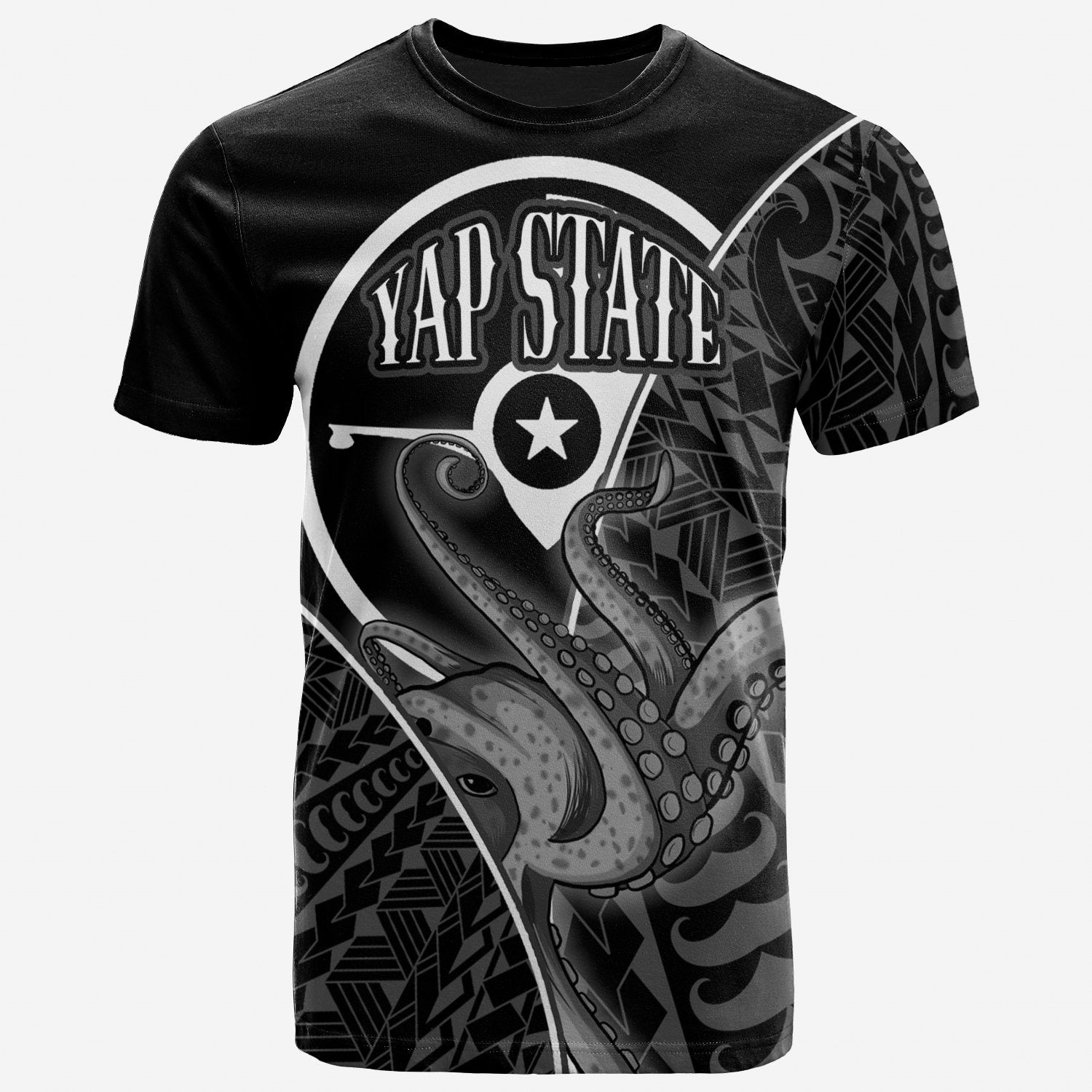 Yap State T Shirt Octopus Style White Color Unisex Art - Polynesian Pride