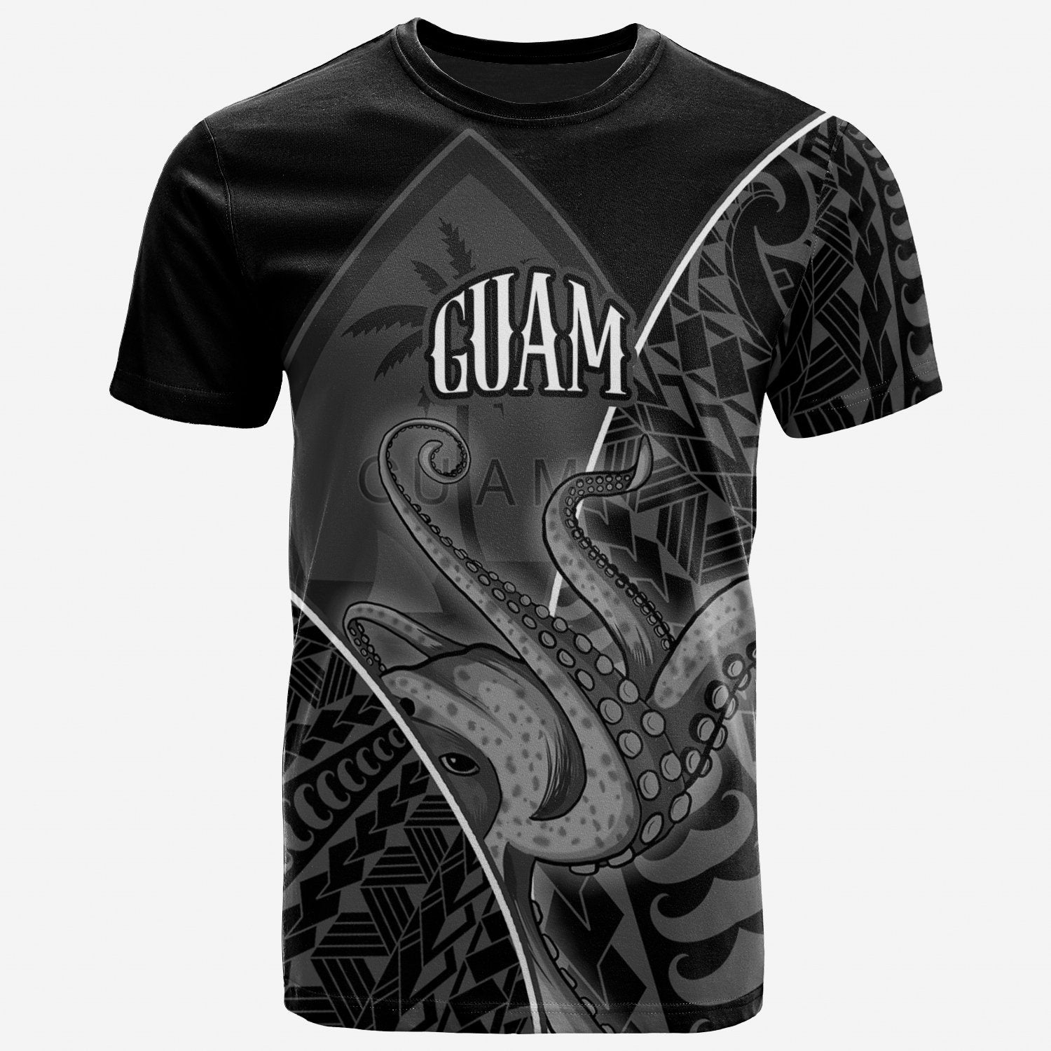 Guam T Shirt Octopus Style White Color Unisex Art - Polynesian Pride