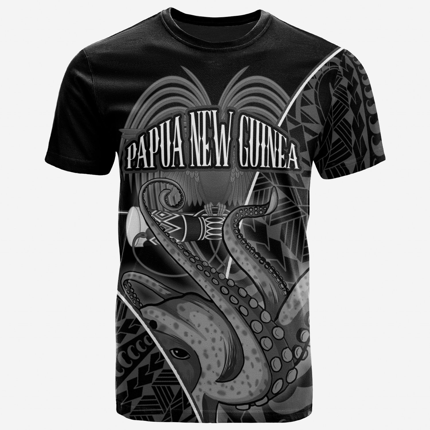 Papua New Guinea T Shirt Octopus Style White Color Unisex Art - Polynesian Pride