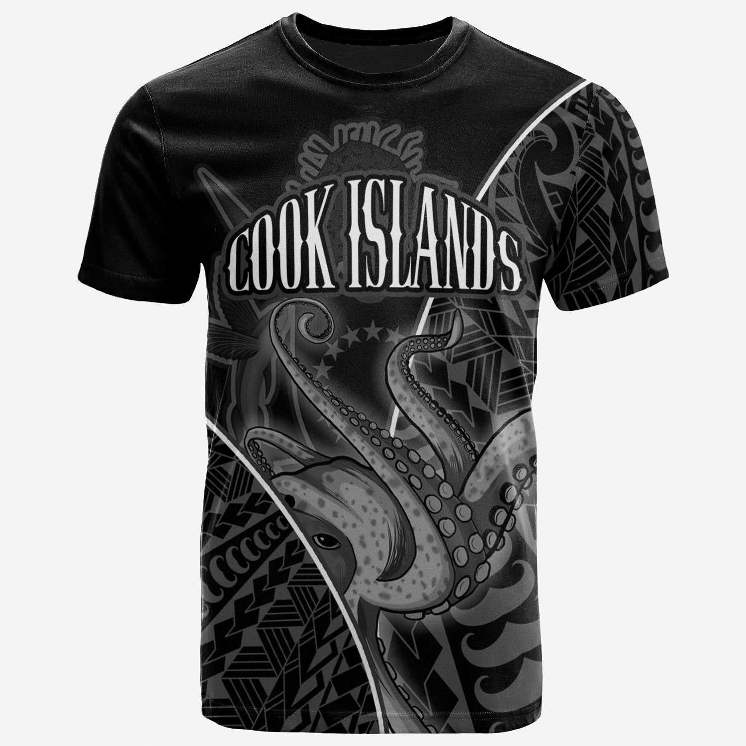 Cook Islands T Shirt Octopus Style White Color Unisex Art - Polynesian Pride