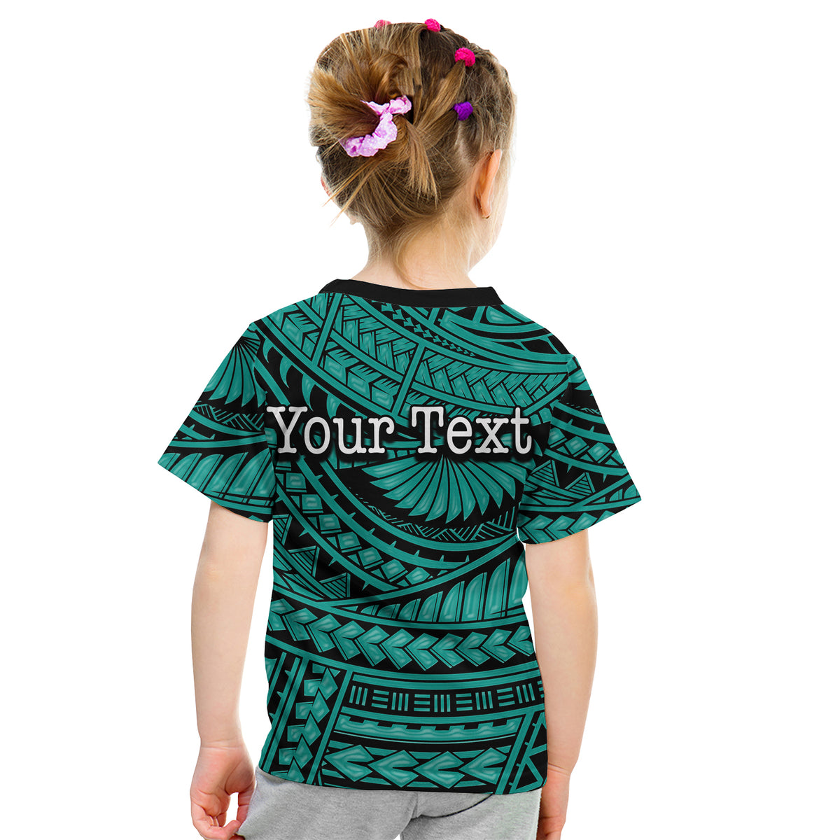 (Custom Personalised) Happy Fathers Day T Shirt KID Polynesian Patterns Green Style LT6 - Polynesian Pride