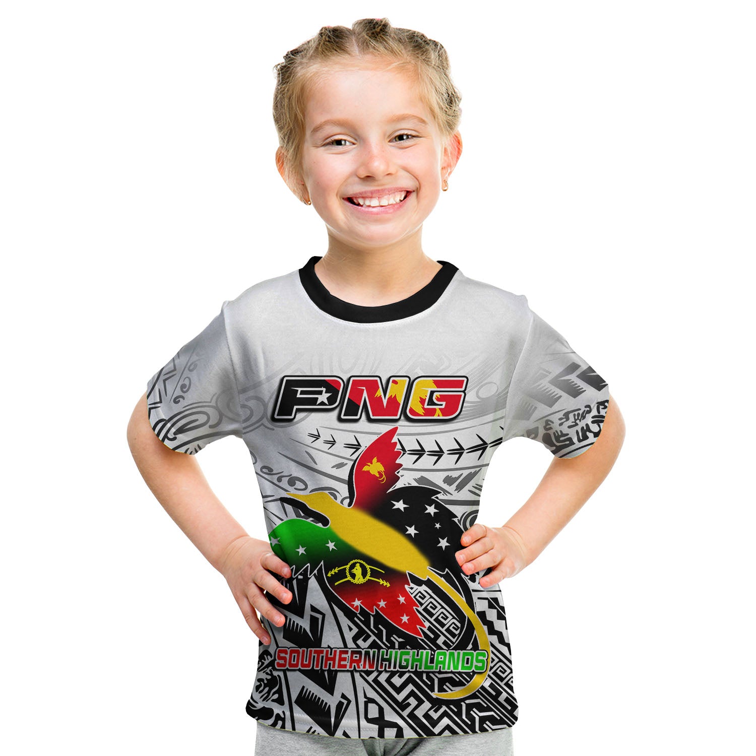 (Custom Personalised) Papua New Guinea And Southern Highlands Province T Shirt KID LT6 Youth XL Size14 - Polynesian Pride