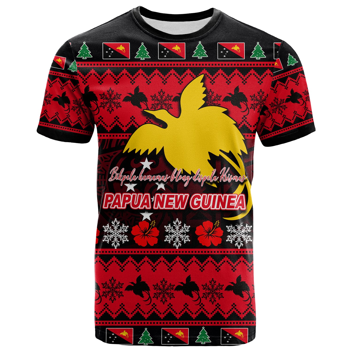 Papua New Guinea Christmas T Shirt LT6 Unisex Red - Polynesian Pride