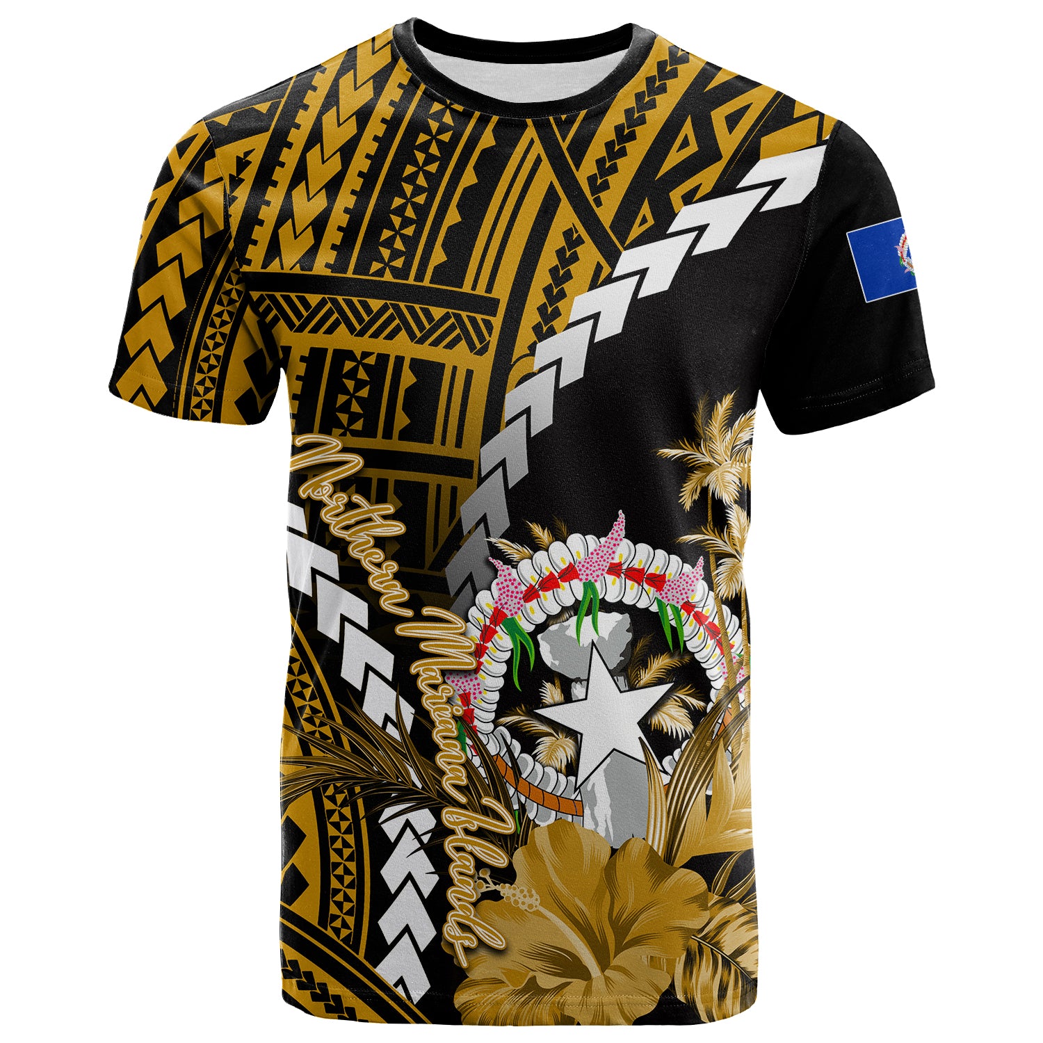 Custom Northern Mariana Islands T Shirt Polynesian Style Gold Color LT6 Unisex Gold - Polynesian Pride