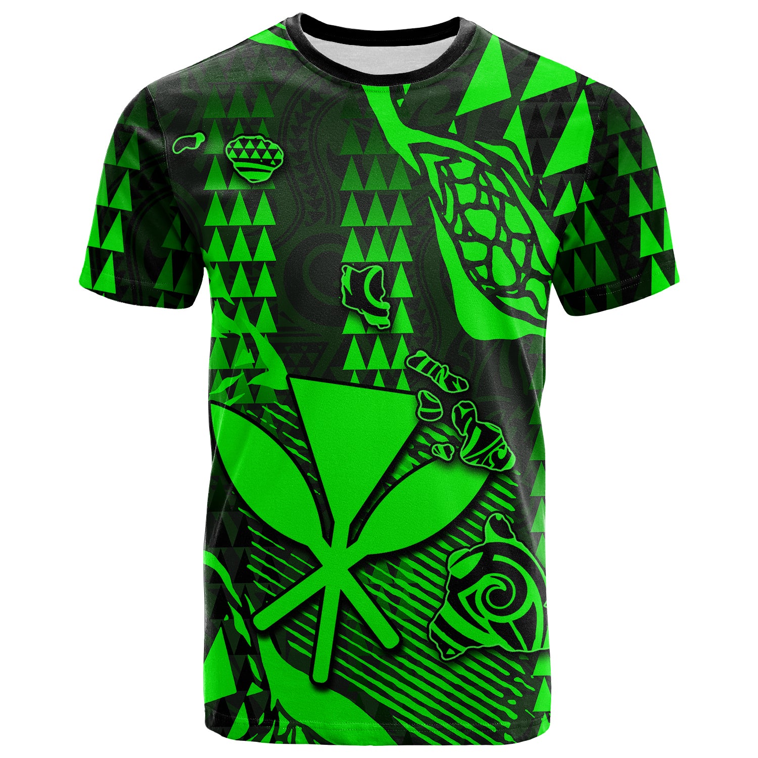 Custom Hawaii Kanaka Map T Shirt Green Style LT6 Unisex Green - Polynesian Pride