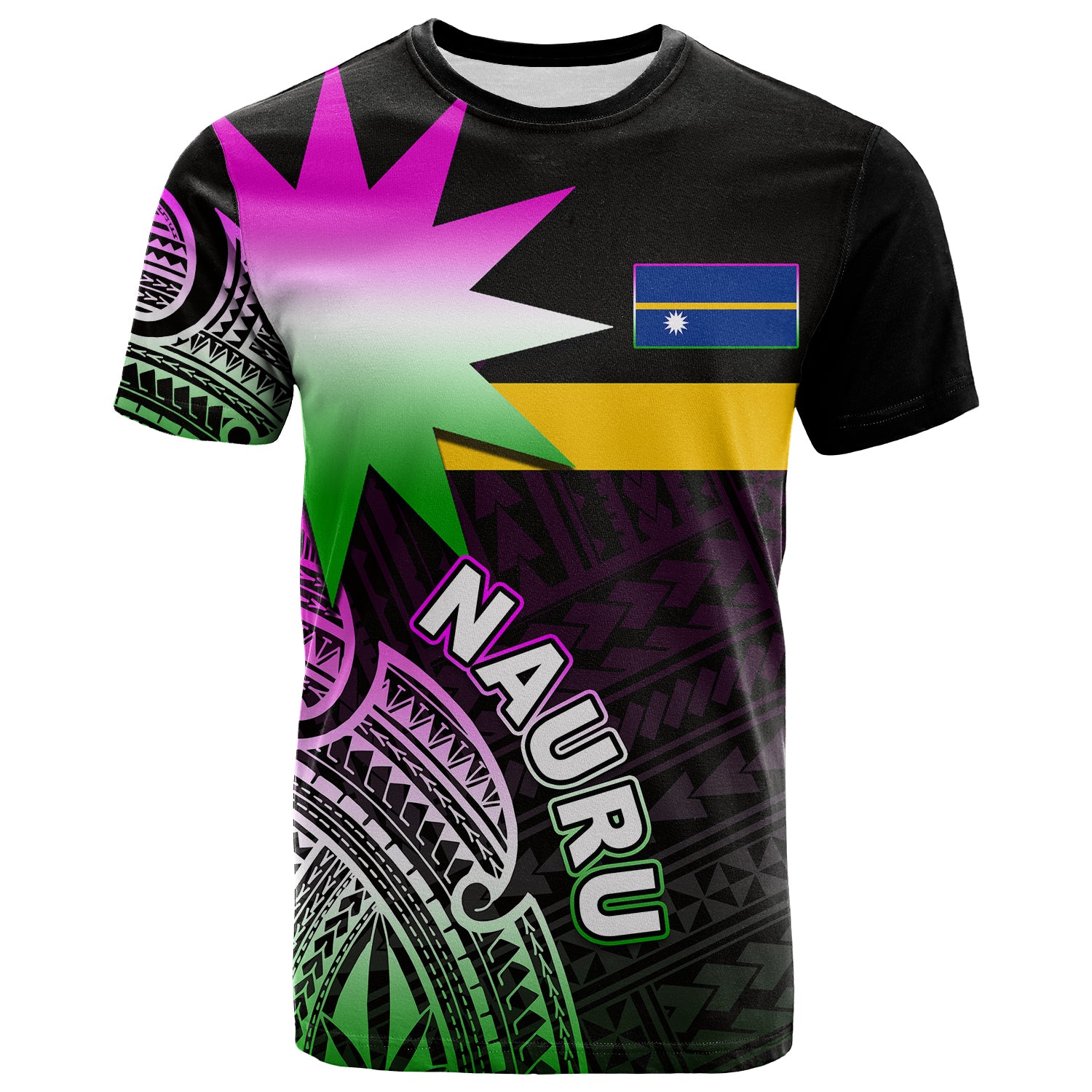 Custom Nauru T Shirt Flag In Heart No.2 LT6 Unisex Black - Polynesian Pride