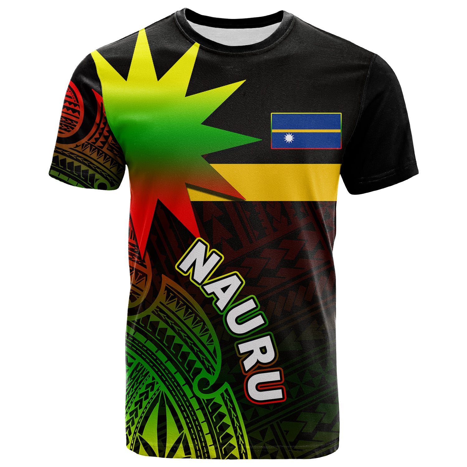 Custom Nauru T Shirt Flag In Heart No.3 LT6 Unisex Black - Polynesian Pride