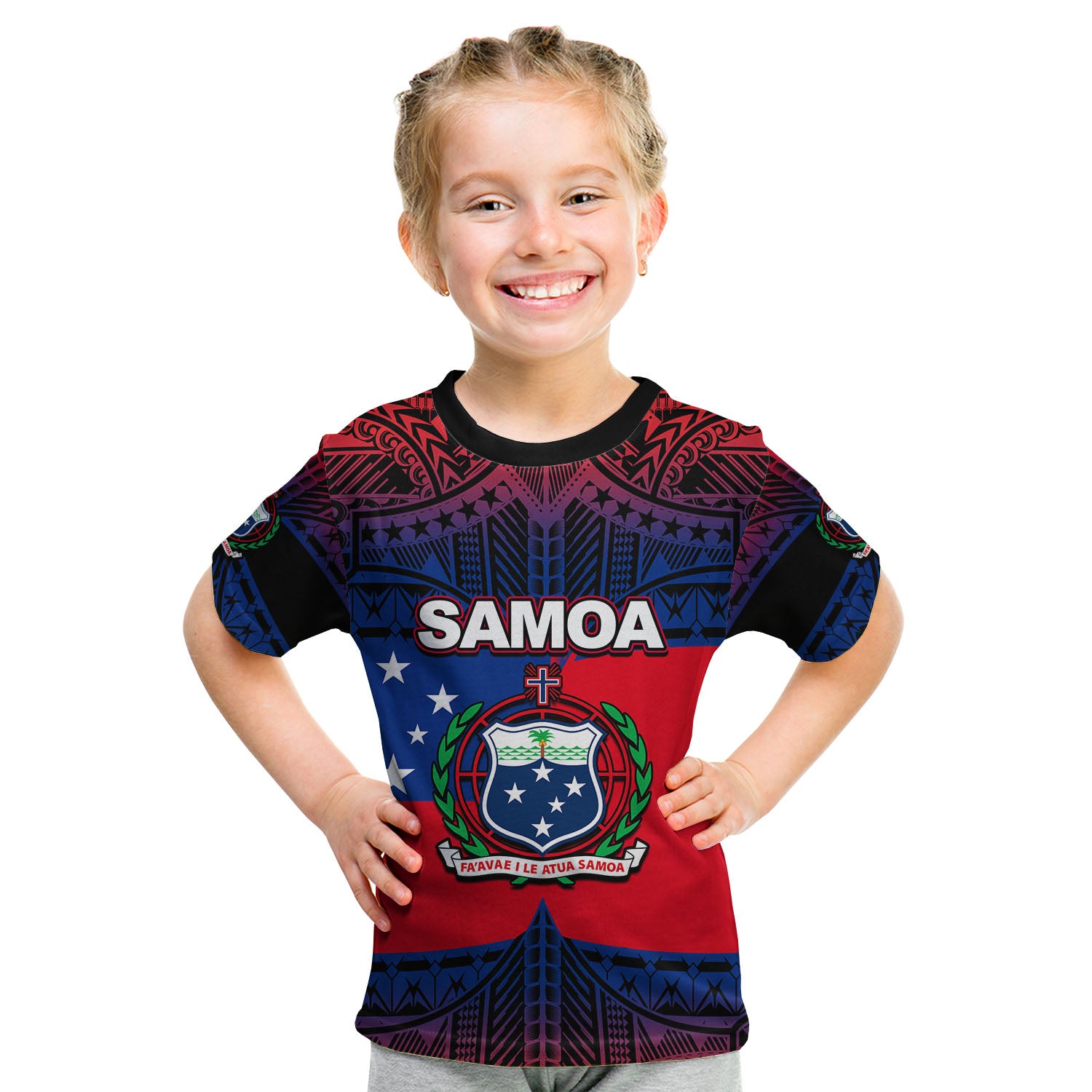 (Custom Personalised) Samoa T Shirt KID Mix Flag LT6 Youth XL Size14 - Polynesian Pride