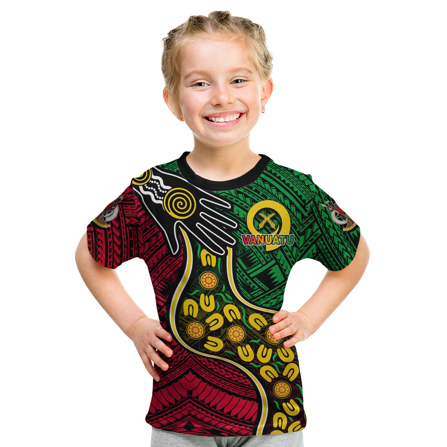 (Custom Personalised) Vanuatu Mix Aboriginal T Shirt KID LT6 - Polynesian Pride