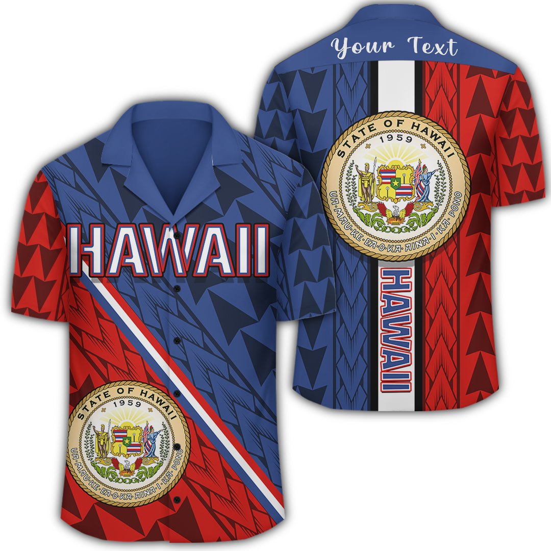 (Personalized) Hawaii Coat Of Arms Polynesian Hawaiian Shirt - Energetic - AH Unisex Blue - Polynesian Pride