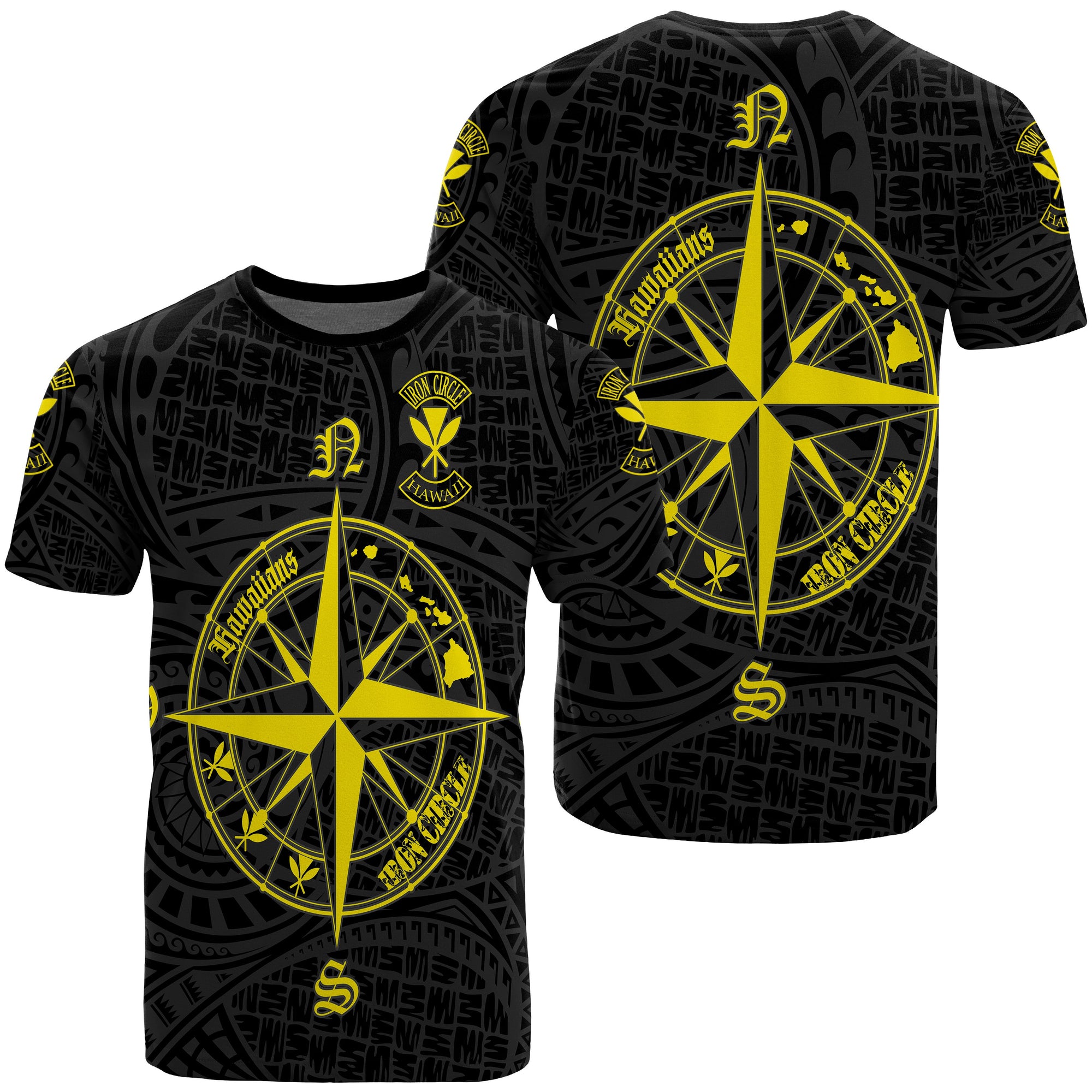 Kanaka Polynesian Iron Circle T Shirt LEMC AH Unisex Black - Polynesian Pride