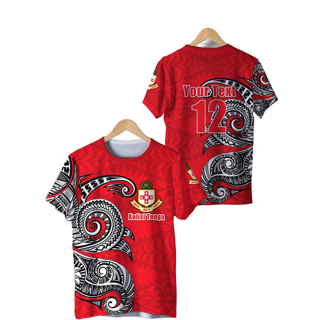 Custom Kolisi Tonga T Shirt Mate Maa Tonga Polynesian Waves Style Unisex Red - Polynesian Pride