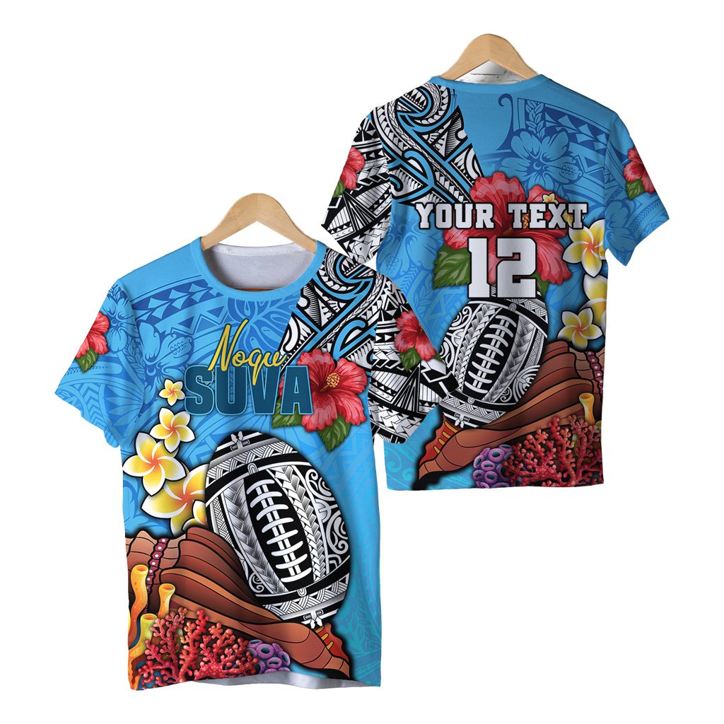 Custom Suva Rugby T Shirt Polynesian Ocean Style Unisex Blue - Polynesian Pride