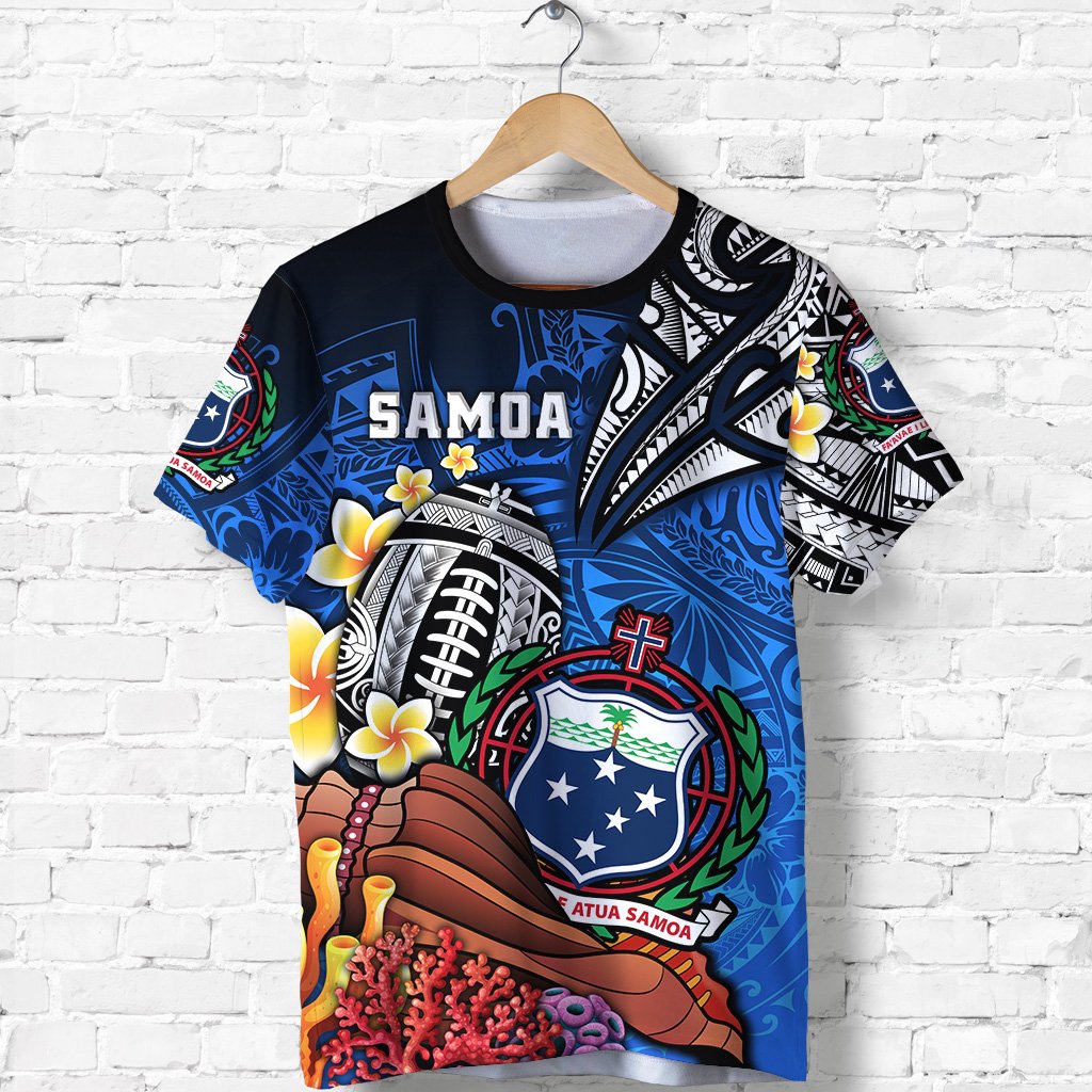 Custom Samoa Rugby T Shirt Polynesian Ocean World Style Unisex Black - Polynesian Pride