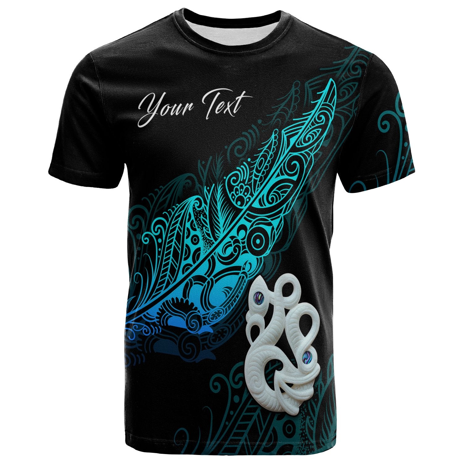 Custom Aotearoa T Shirt Fern Mix Manaia Matau LT13 Unisex Blue - Polynesian Pride