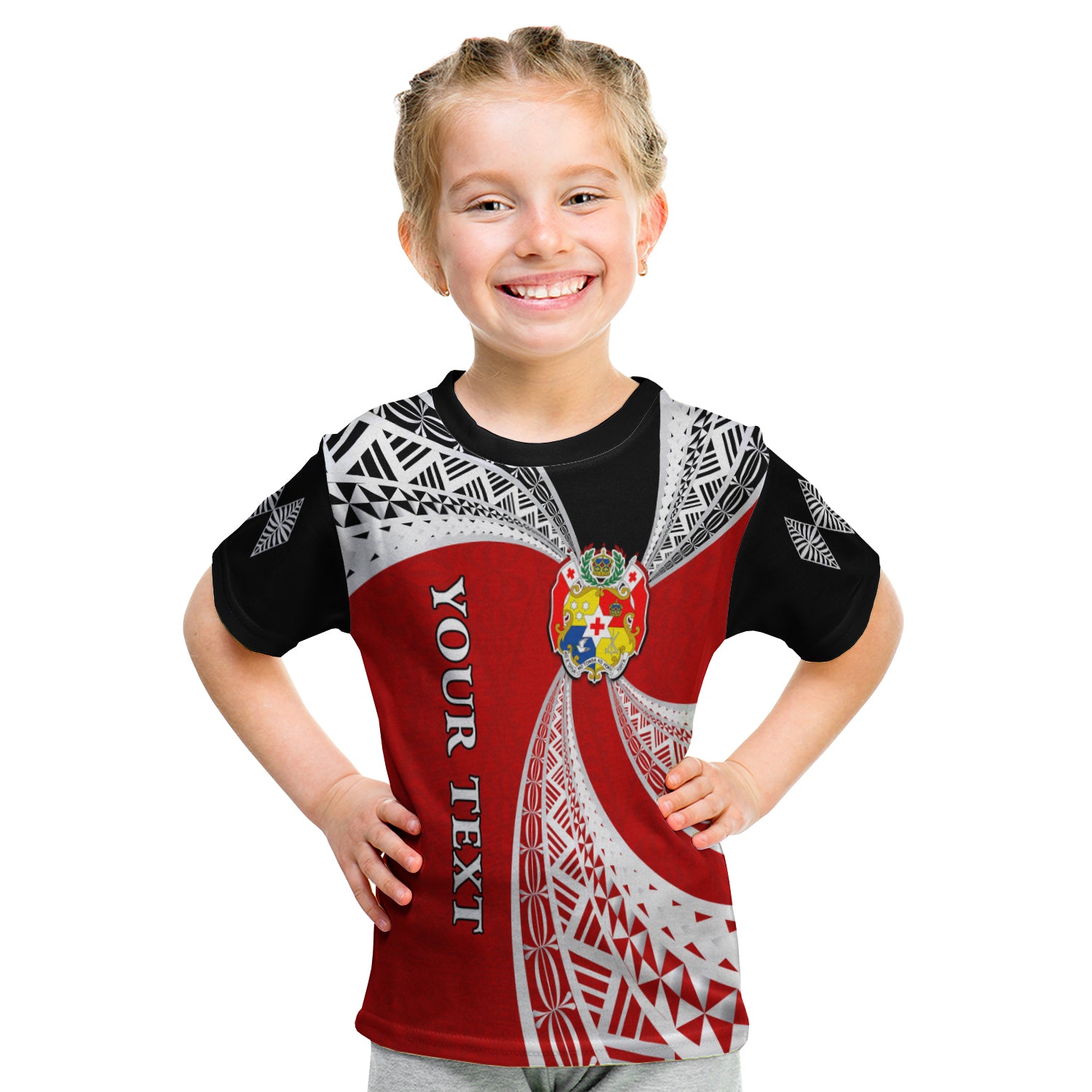 (Custom Personalised) Tonga Distinctive T Shirt Kid Tongan Tapa Pattern LT13 - Polynesian Pride