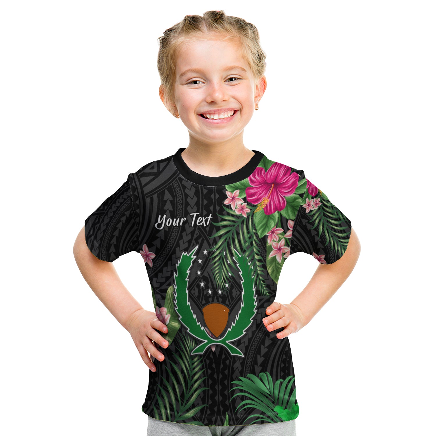 (Custom Personalised) Pohnpei Micronesia T Shirt Kid Tropical Flowers LT13 Youth XL Size14 - Polynesian Pride