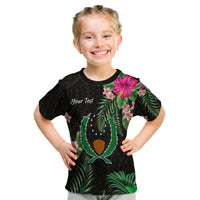 (Custom Personalised) Pohnpei Micronesia Gold T Shirt Kid Tropical Flowers LT13 Youth XL Size14 - Polynesian Pride
