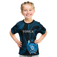 Tonga Pattern T Shirt Kid Always Proud Version Blue LT13 - Polynesian Pride
