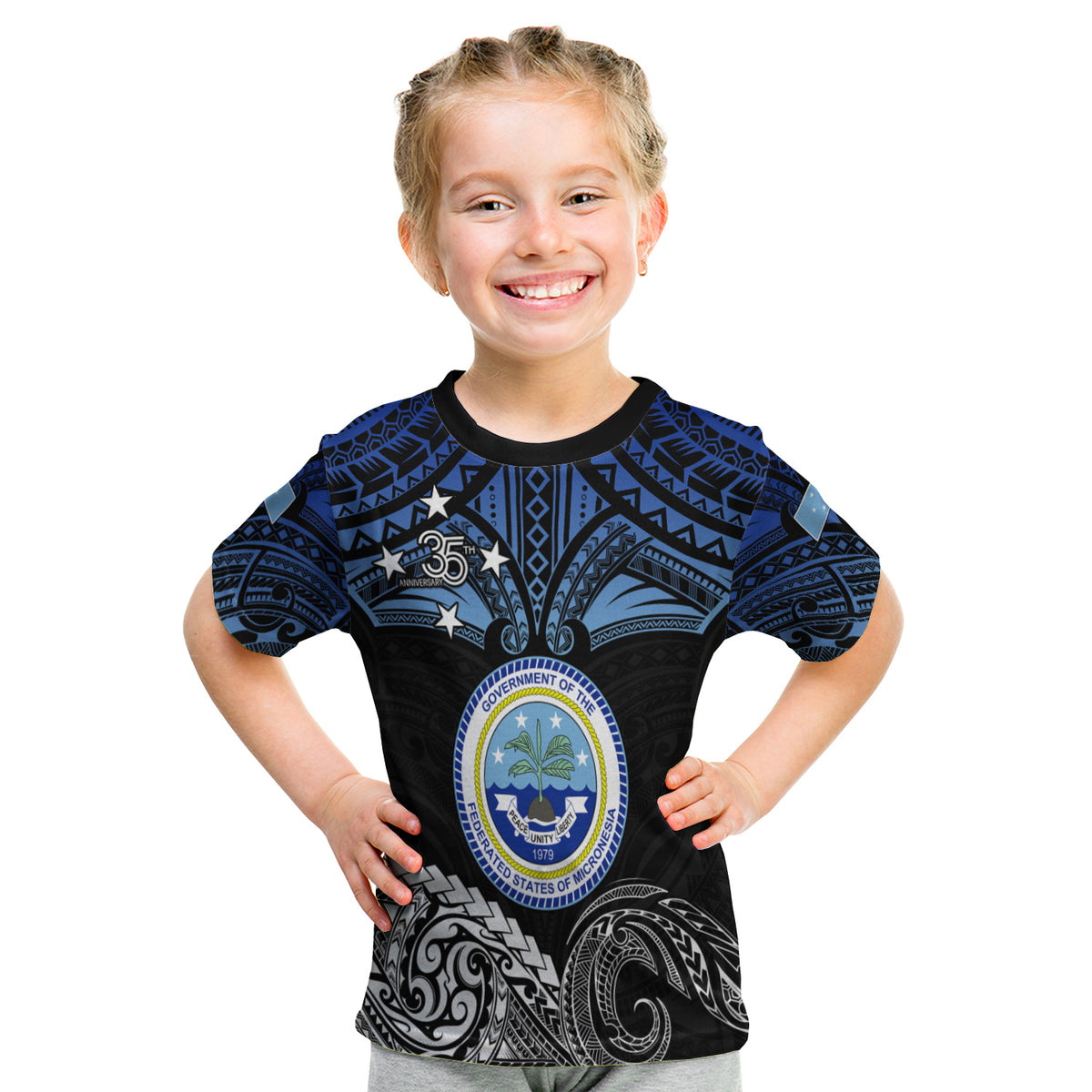 Federated States Of Micronesia T Shirt Kid Happy Fsm 35Th Independence Anniversary LT13 Youth XL Size14 - Polynesian Pride