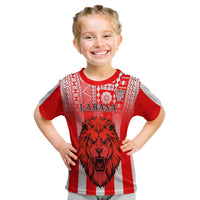 Custom Football LABASA FA T Shirt Red Lion Fiji Custom Text and Number LT13 - Polynesian Pride